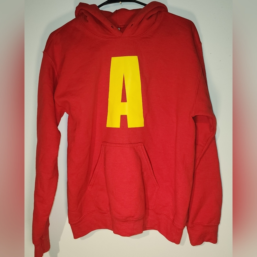 Red Hoodie with Yellow Lettering